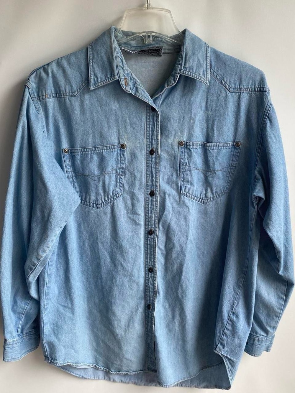Ladies Justin Allen vintage western denim jean shirt casual fall winter Large